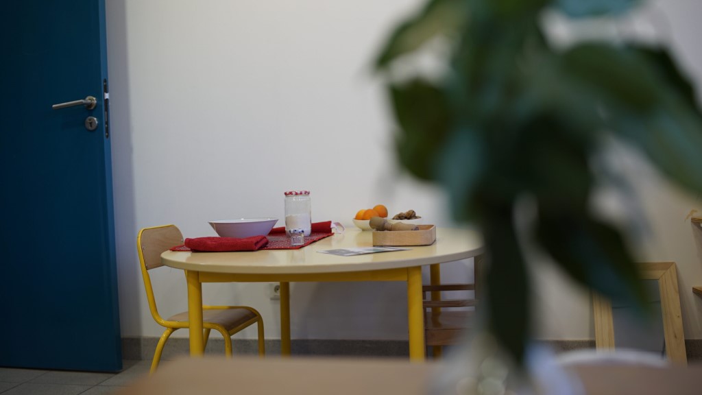 Vue d'une table avec fruits et casse noix de la classe 3-6
